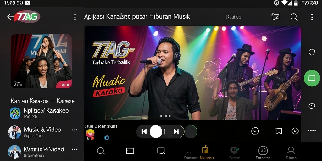 Antarmuka pengguna intuitif aplikasi Karaoke 77AG yang menarik.