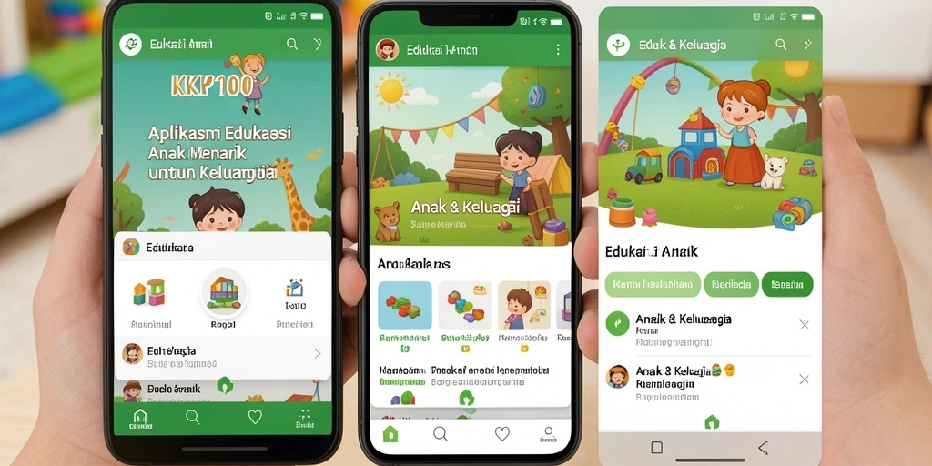 Antarmuka aplikasi KPK100 yang interaktif dan menarik untuk anak-anak.