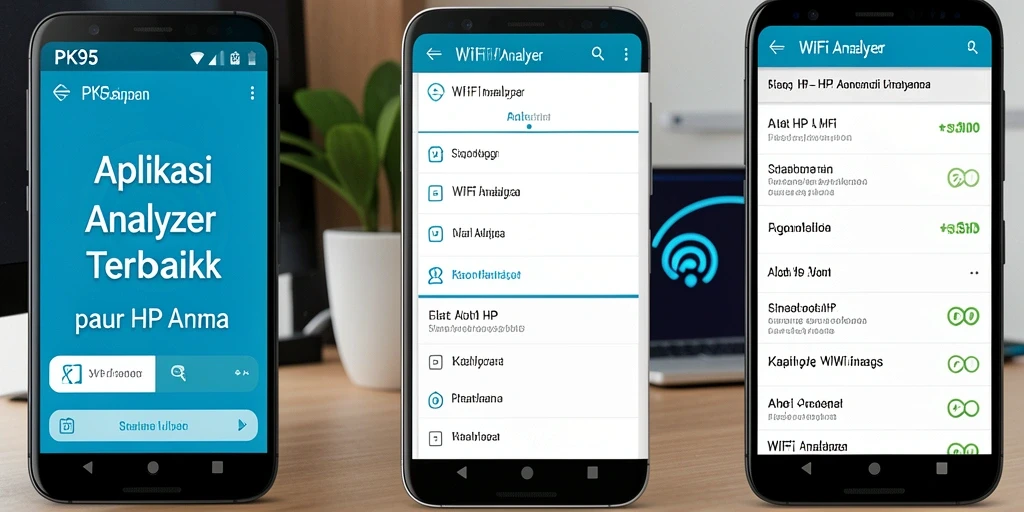 Antarmuka aplikasi PK95 yang menunjukkan analisis jaringan WiFi.