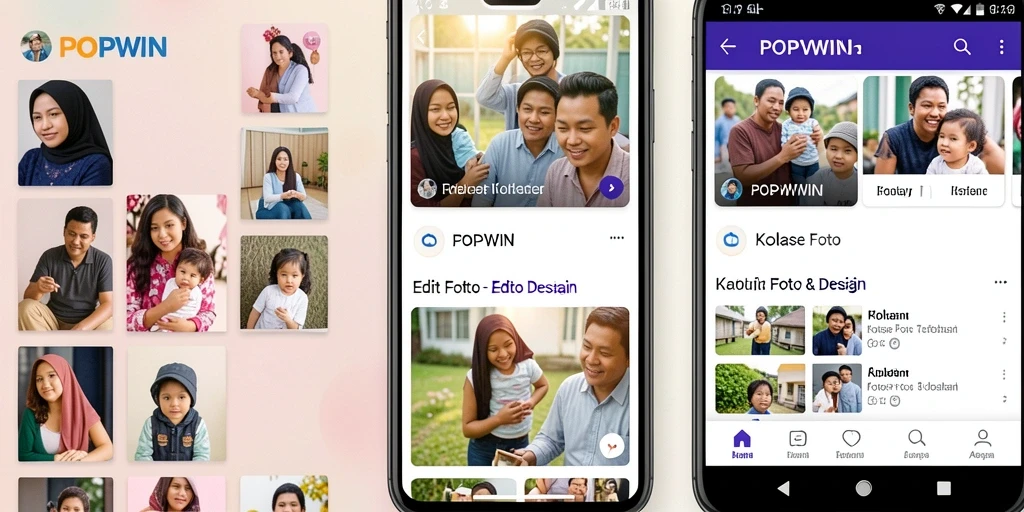 Tampilan antarmuka POPWIN dengan fitur Kolase Foto yang lengkap.