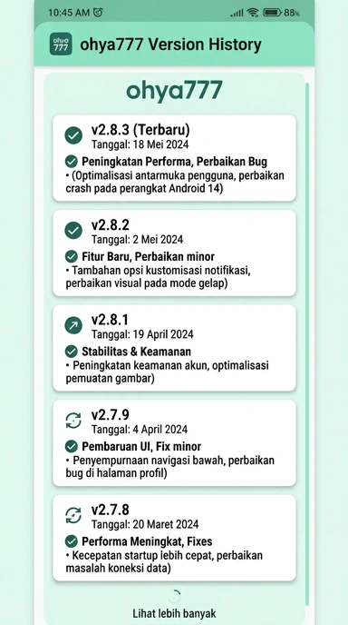 Riwayat Versi Ohya777 untuk Pengguna Android